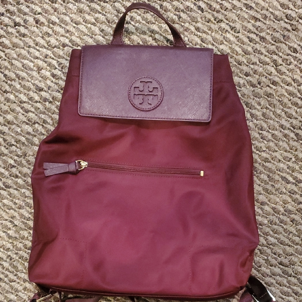 Tory Burch Burgandy Nylon Backpack - Picture 11 of 12